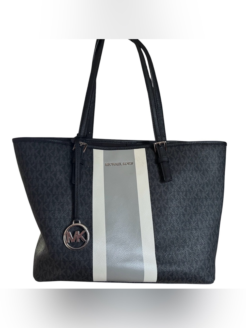 Michael Kors Jet Set Travel Carryall Tote - Black/Gray/White